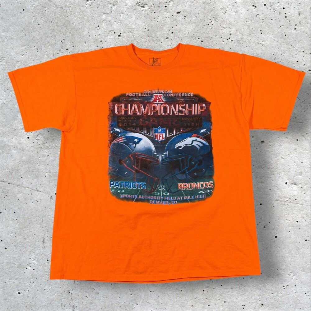 2014 Denver Broncos Patriots AFC Championship Shirt XL Fruit of the Loom